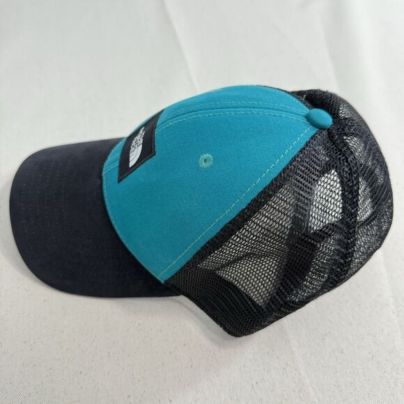 The North Face Cap Hat Snap Back Blue Trucker Mesh Logo Adjustable Lightweight - Picture 3 of 5